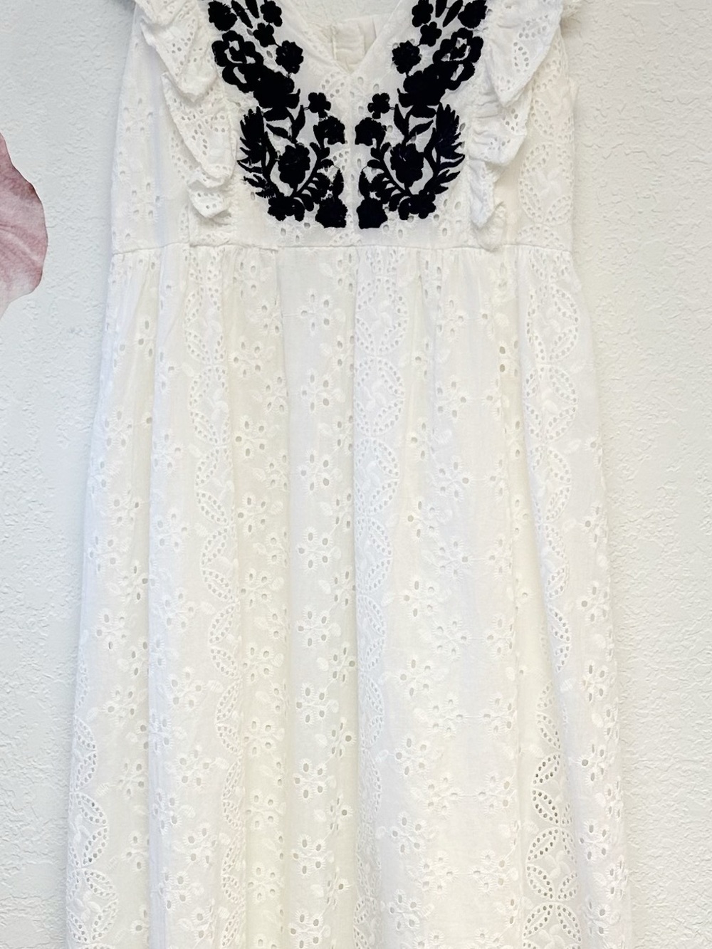 Allison New York Anthropologie white Eyelet Navy Embroidered Midi Dress XSmall - Picture 7 of 14